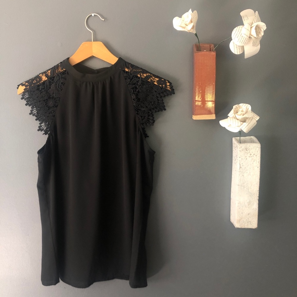 Express Lace Tank With Open Back - S